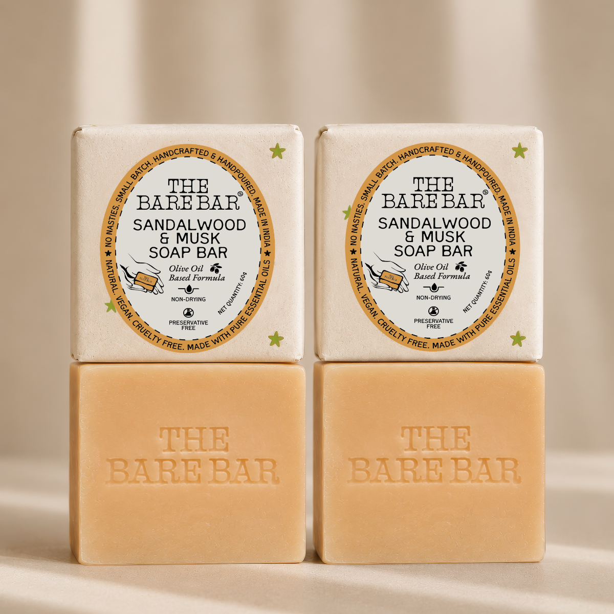 Sandalwood & Musk Soap Bar - Mini, Pack of 2